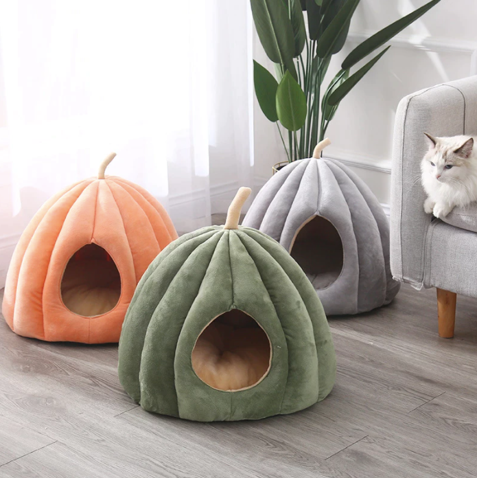 Dome pour chat en forme de citrouille